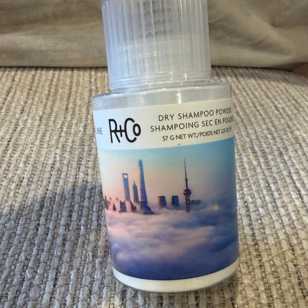 R+Co White Bottle with Blue and Pink Skyline Label Dry Shampoo Foam - Picture 2 of 3